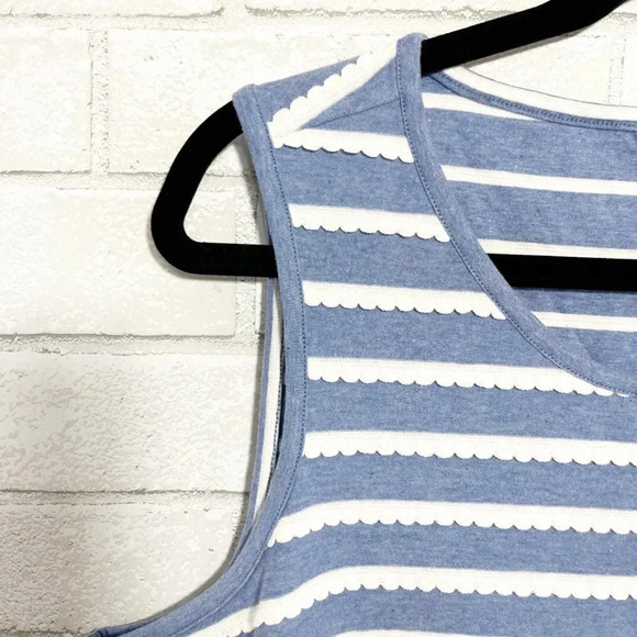 Modcloth Blue & White Scalloped Tank Top Women's Plus Size 1X - Picture 4 of 7